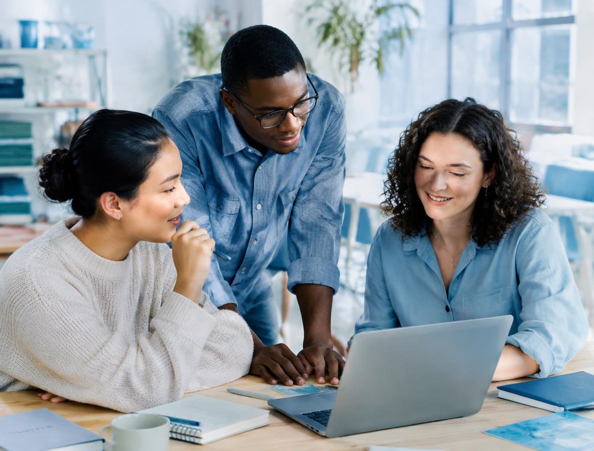 A small team collaborating around a table
