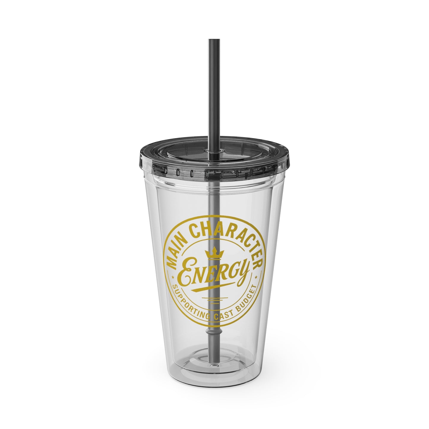 Main Character Energy Tumbler | Supporting Cast Budget | 16oz Double-Wall Acrylic Cup with Straw | 11 Colors | Viral TikTok Drinkware