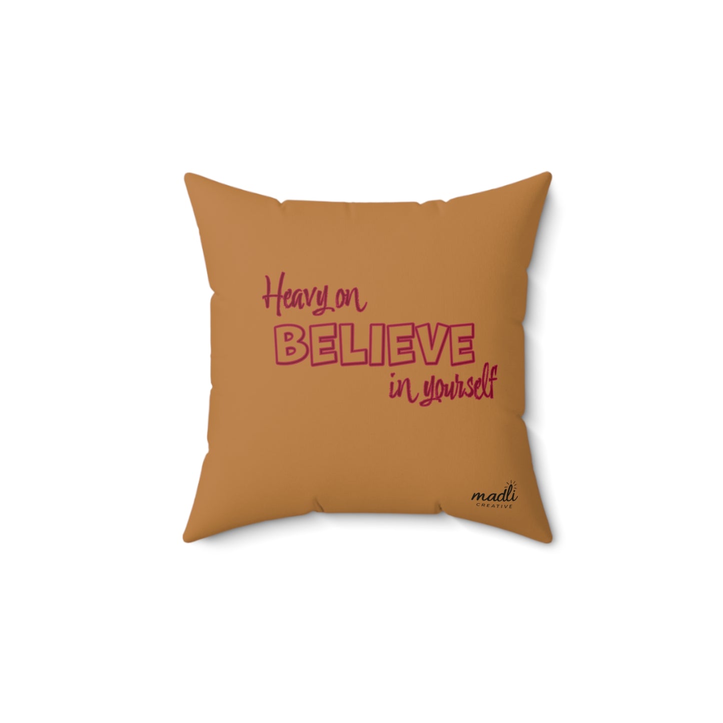 Defying the Odds throw pillow - motivational sunflower artwork with Heavy on the Believe in Yourself mantra. Perfect gift for dreamers
