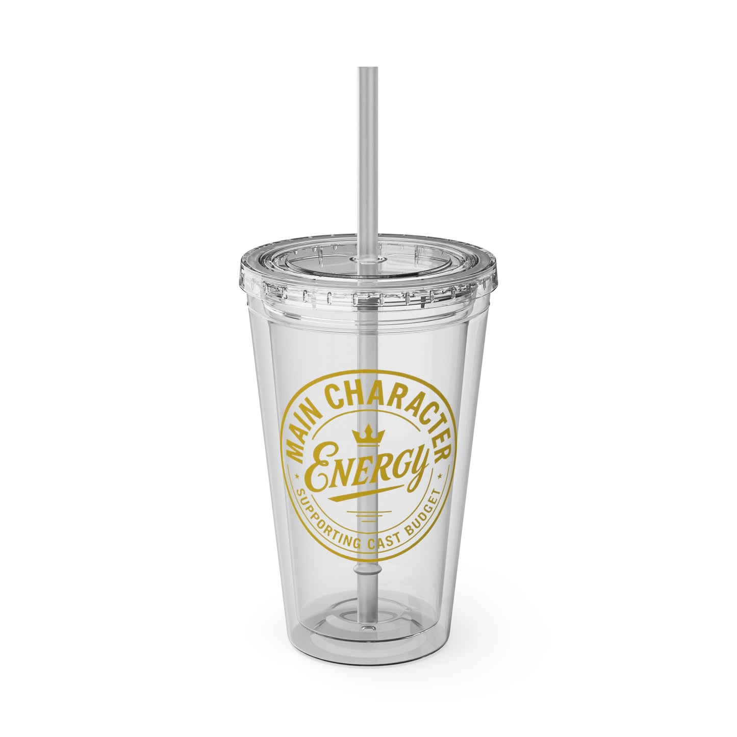 Main Character Energy Tumbler | Supporting Cast Budget | 16oz Double-Wall Acrylic Cup with Straw | 11 Colors | Viral TikTok Drinkware