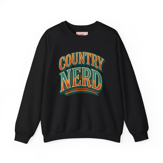 Country Nerd Crewneck Sweatshirt – Retro Western Graphic Pullover -Unisex Crewneck