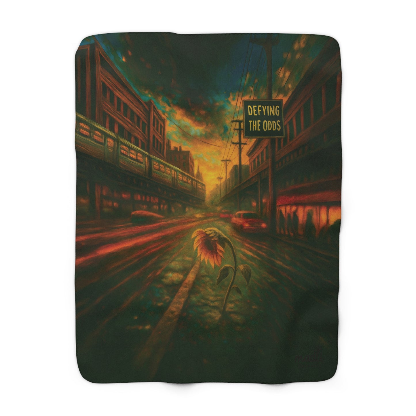 Cozy Sherpa Fleece Blanket - Defying the Odds, Artistic Throw for Home Decor, Gift for Comfort Lovers, Modern Art Accent Blanket