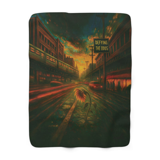 Cozy Sherpa Fleece Blanket - Defying the Odds, Artistic Throw for Home Decor, Gift for Comfort Lovers, Modern Art Accent Blanket