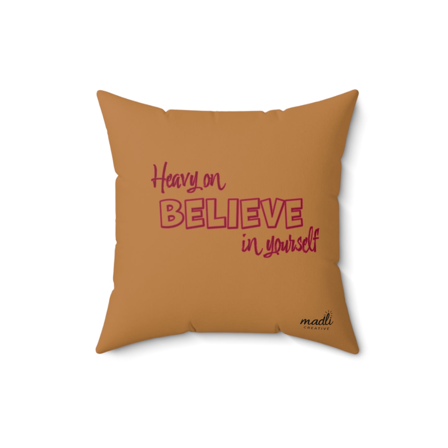 Defying the Odds throw pillow - motivational sunflower artwork with Heavy on the Believe in Yourself mantra. Perfect gift for dreamers