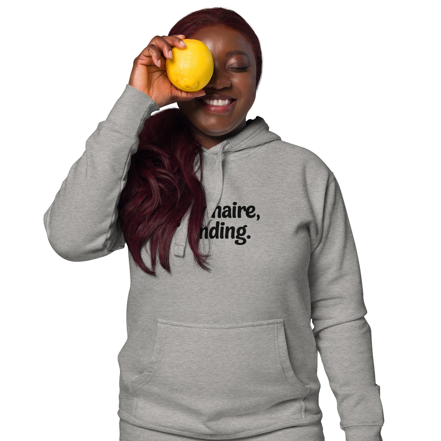 Manifestation hoodie featuring bold “Billionaire, Pending.” print, cozy streetwear for wealth mindset and founders.